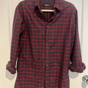 DSQUARED2 Men's Red and Black Checkered Shirt